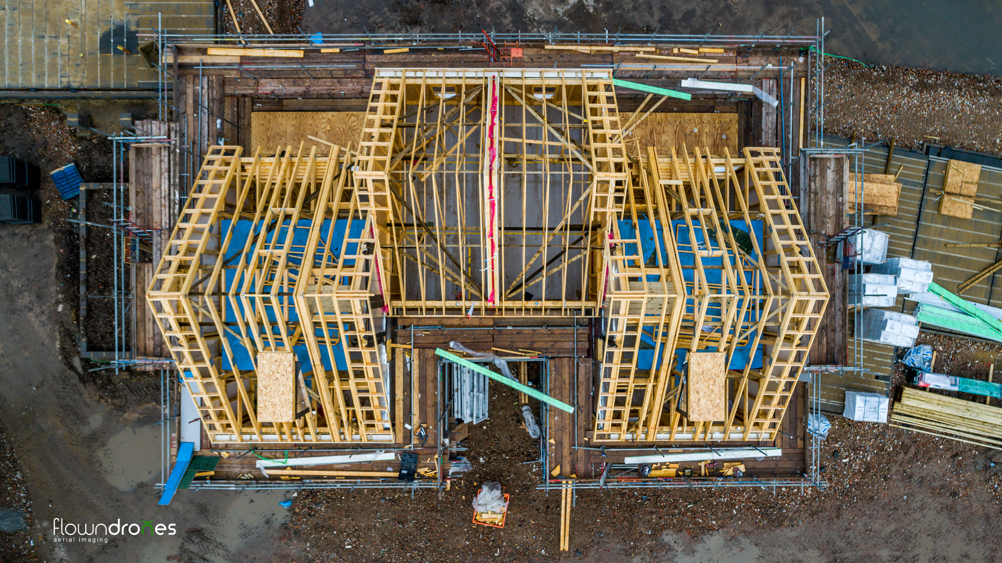 drone photo of house building